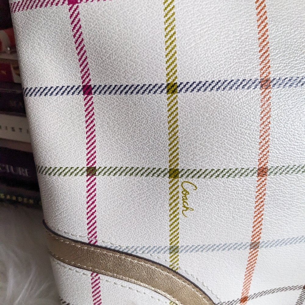 Vintage Coach Tattersall Rainbow Grid Crossbody Purse NOK 1173-F19175 - Picture 4 of 15